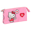 Portatodo triple rosa Hello Kitty SAFTA con tres compartimentos