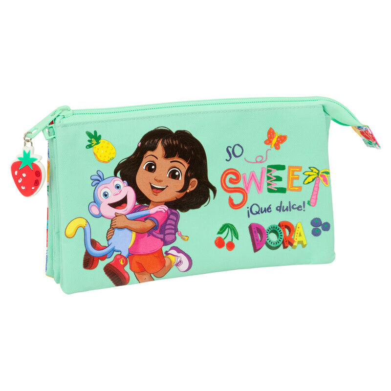 Portatodo triple verde menta de Dora la Exploradora con Dora y Botas