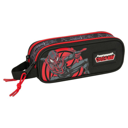 Portatodo doble negro de Miles Morales Spider-Man con detalles rojos