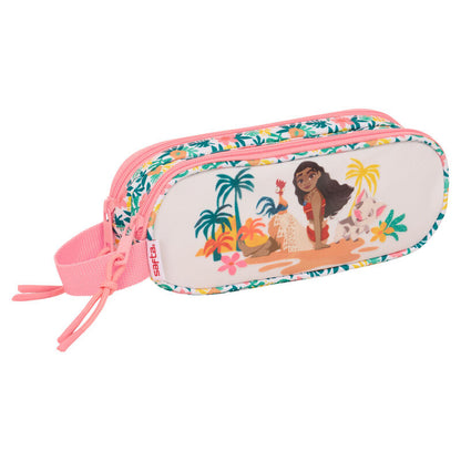 Portatodo doble rosa de Vaiana Moana Disney con dos cremalleras
