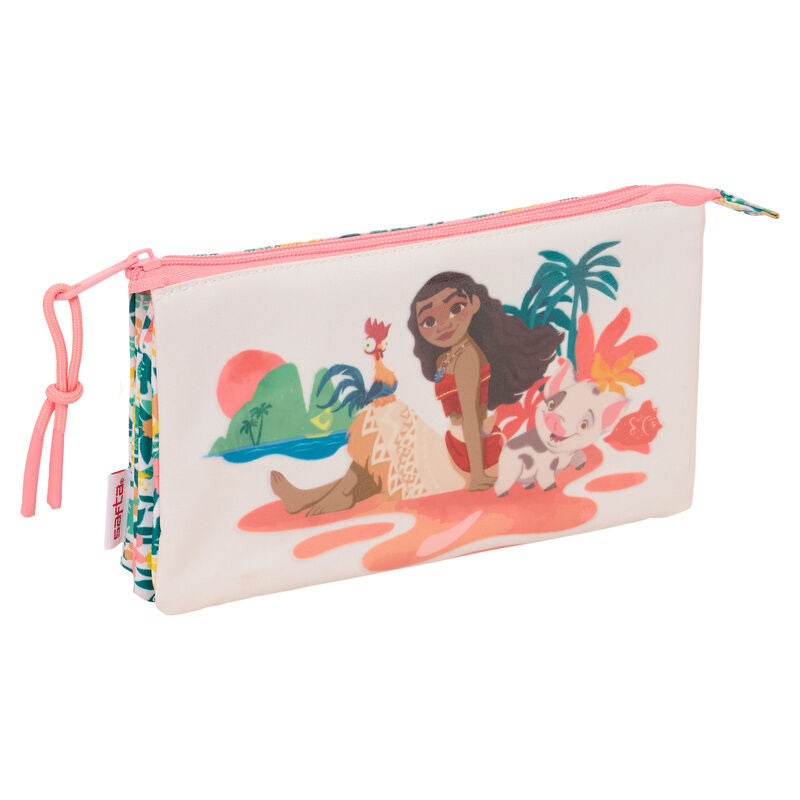 Portatodo triple de Vaiana Moana Disney con tres compartimentos
