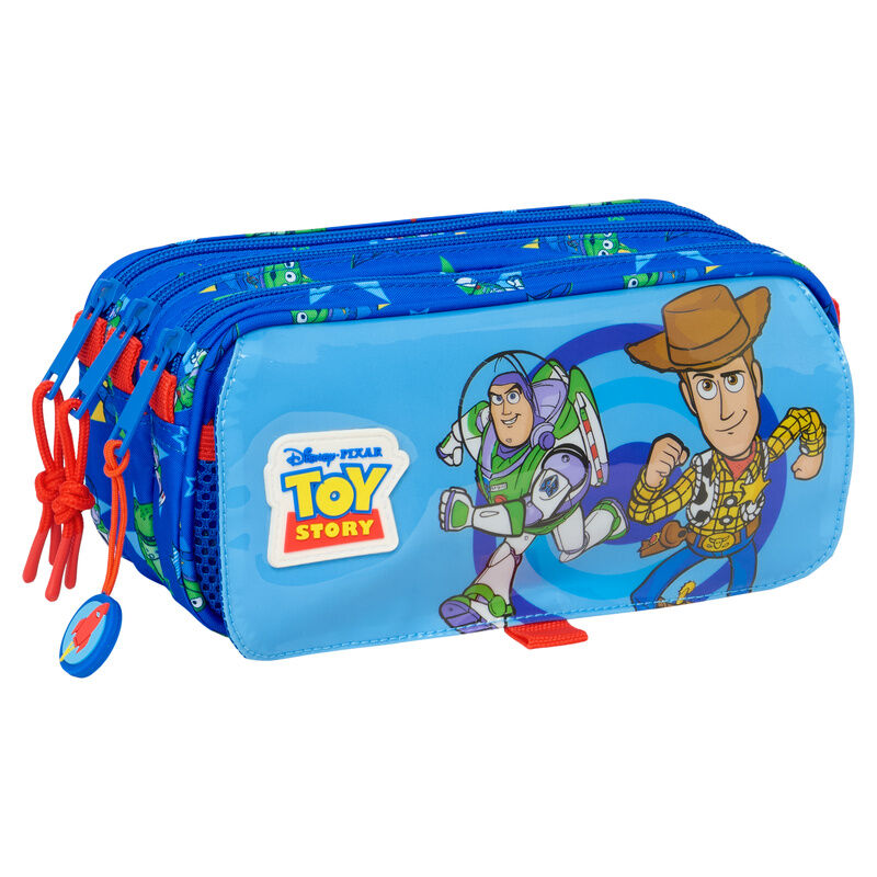 Portatodo triple azul de Toy Story con Buzz Lightyear y Woody