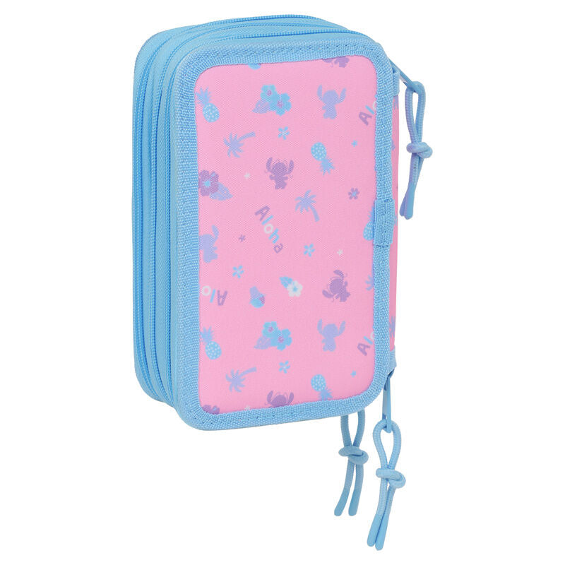 Plumier triple azul de Stitch Disney con tres compartimentos - 2