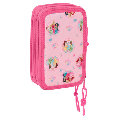 Plumier triple rosa de Princesas Disney con tres compartimentos - 2