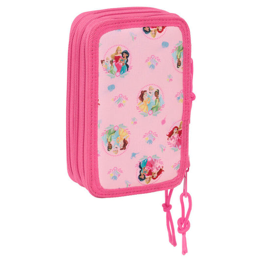 Plumier triple rosa de Princesas Disney con tres compartimentos - 2