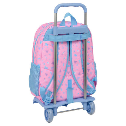 Mochila trolley rosa y azul de Stitch Disney con carro SAFTA - 2