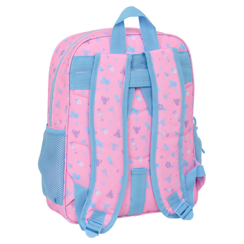 Mochila rosa y azul de Stitch Disney con bolsillo frontal y bolsillos laterales - 2