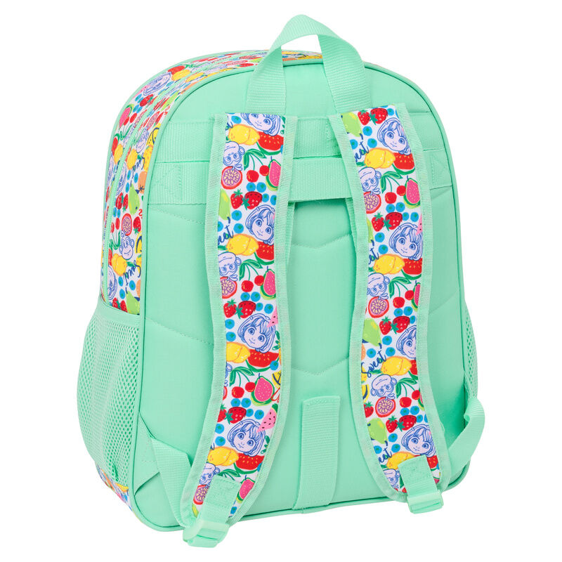 Mochila verde menta de Dora la Exploradora con estampado de frutas - 2