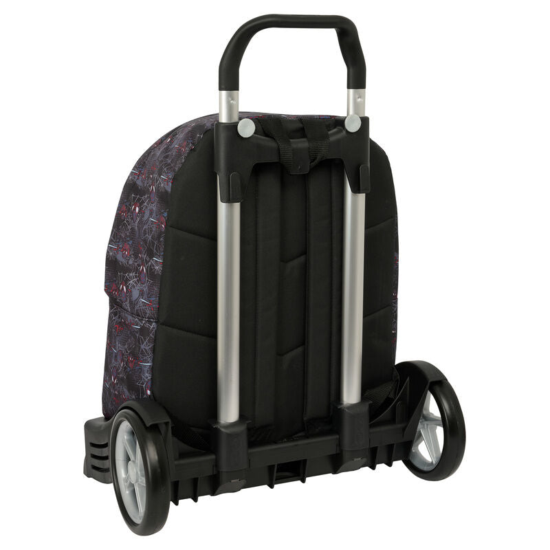Trolley escolar SAFTA Spider-Man Miles Morales con mochila extraíble y carro negro - 2