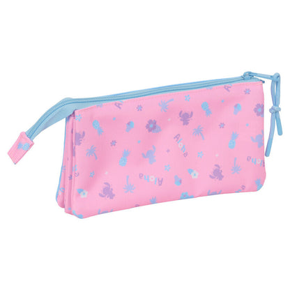 Portatodo triple azul de Stitch Disney con tres compartimentos - 2