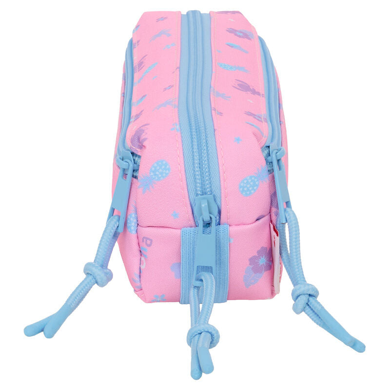 Portatodo triple rosa y azul de Stitch Disney con tres cremalleras - 3