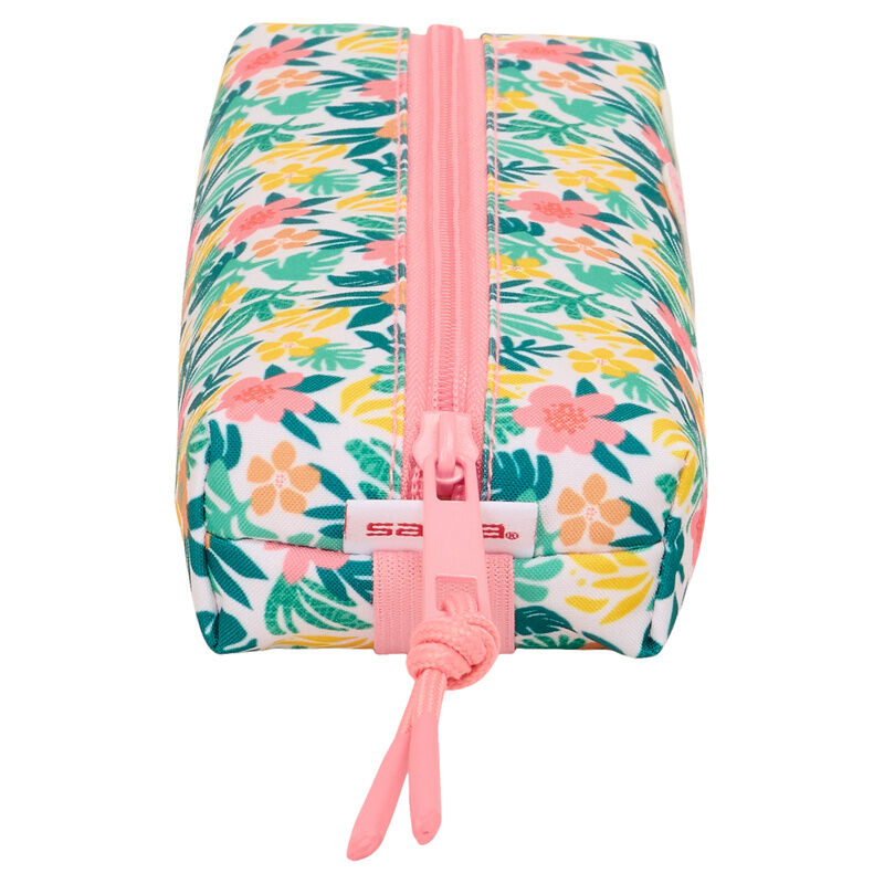 Portatodo Vaiana Moana Disney con estampado floral y cremallera rosa - 3