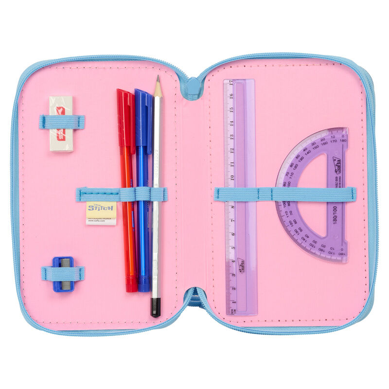 Plumier triple azul de Stitch Disney con tres compartimentos - 4