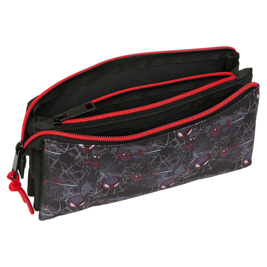 Portatodo triple negro de Miles Morales Spider-Man con detalles rojos - 3