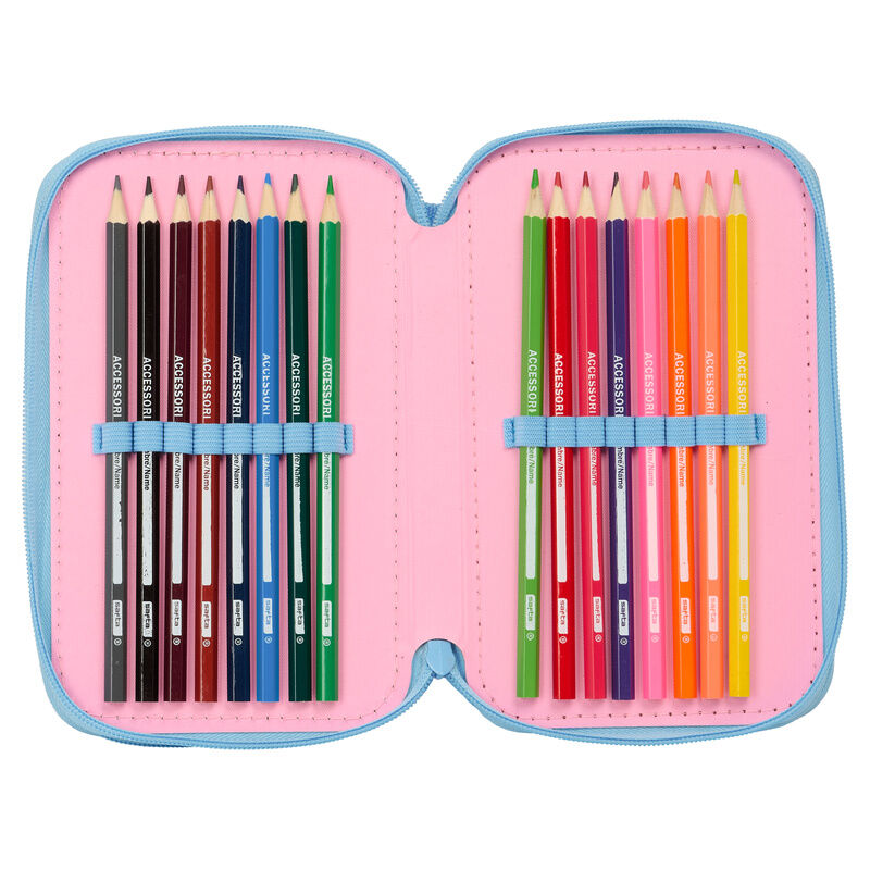 Plumier triple azul de Stitch Disney con tres compartimentos - 5