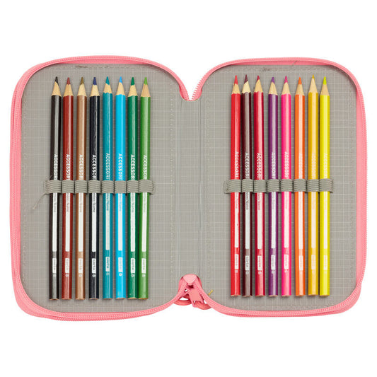 Plumier triple rosa de Vaiana Disney con tres compartimentos - 5