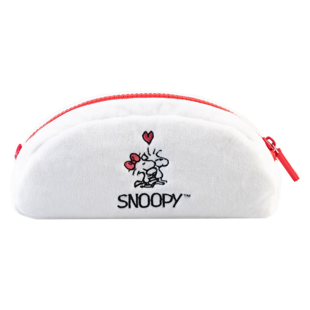 Portatodo blanco de Snoopy Peanuts con corazones rojos y cremallera roja - 2