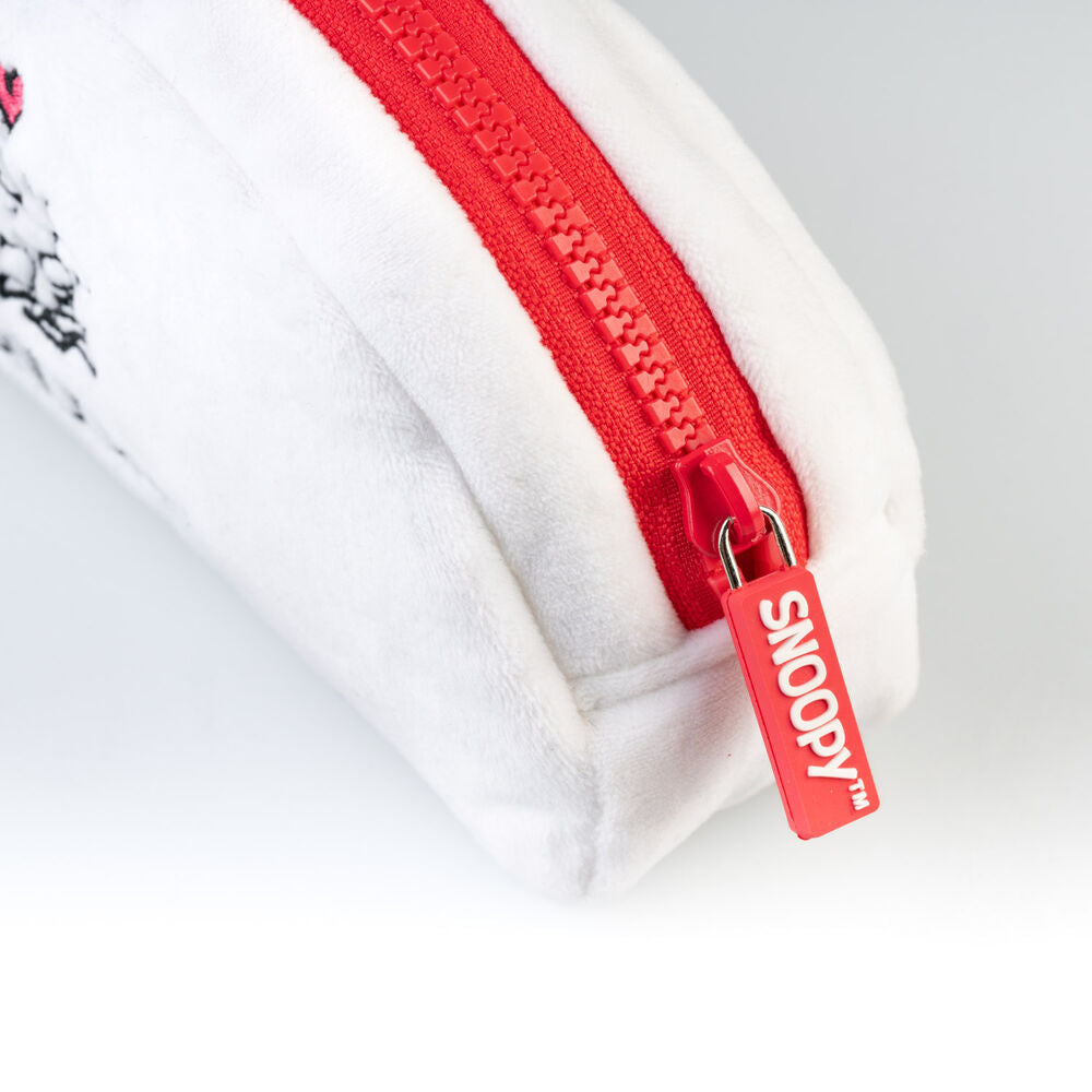 Portatodo blanco de Snoopy Peanuts con corazones rojos y cremallera roja - 3