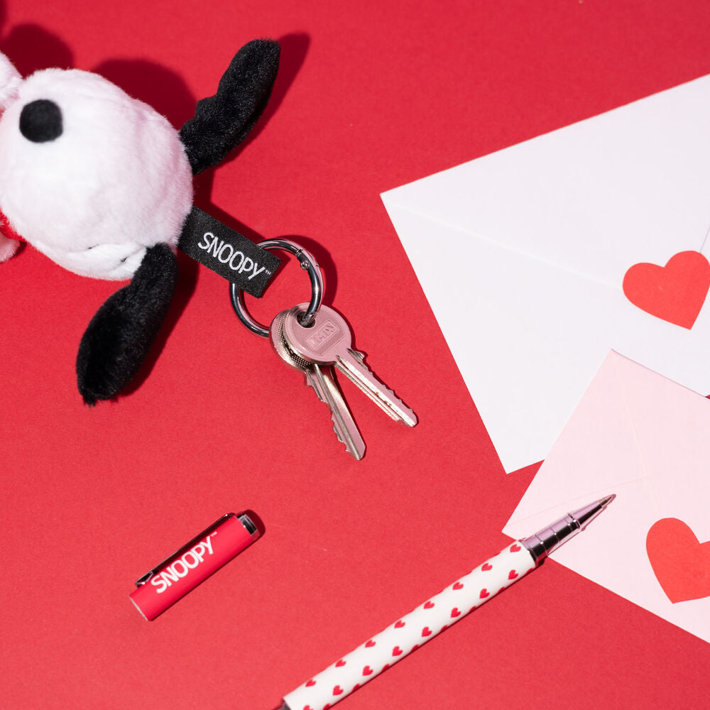 Llavero de peluche de Snoopy abrazando un corazón rojo - 5