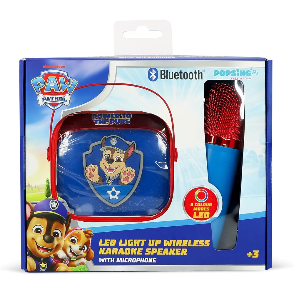 Altavoz karaoke Paw Patrol azul y rojo con micrófono inalámbrico - 2