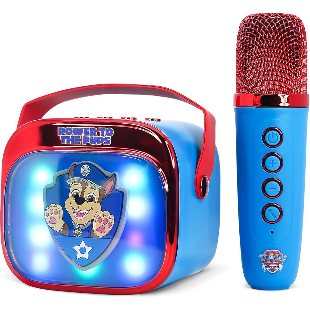Altavoz karaoke Paw Patrol azul y rojo con micrófono inalámbrico - 4