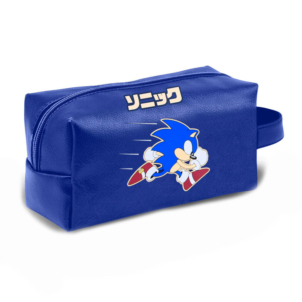 Neceser azul de Sonic the Hedgehog con cremallera y asa lateral