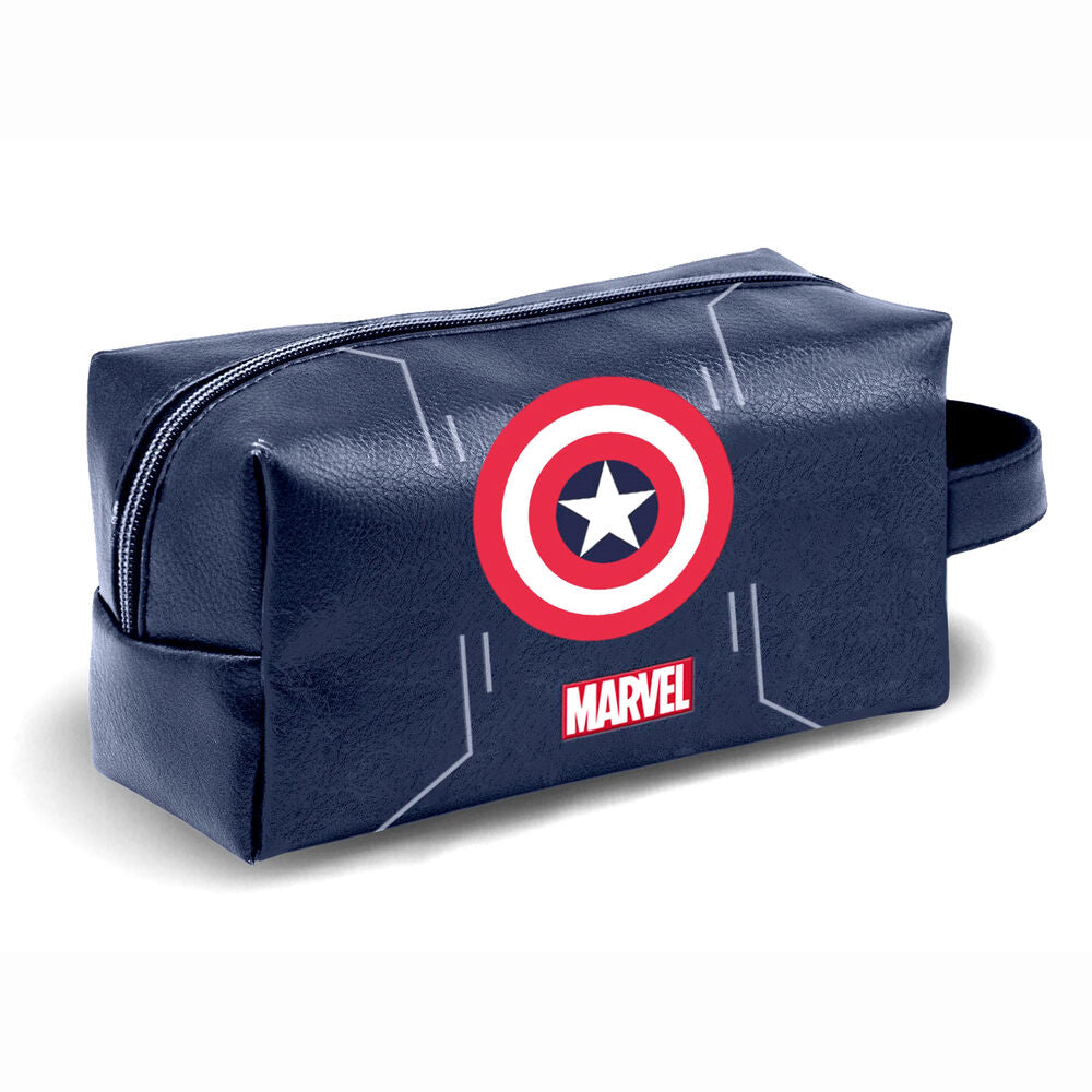 Neceser azul marino de Capitán América Marvel con cremallera y asa lateral