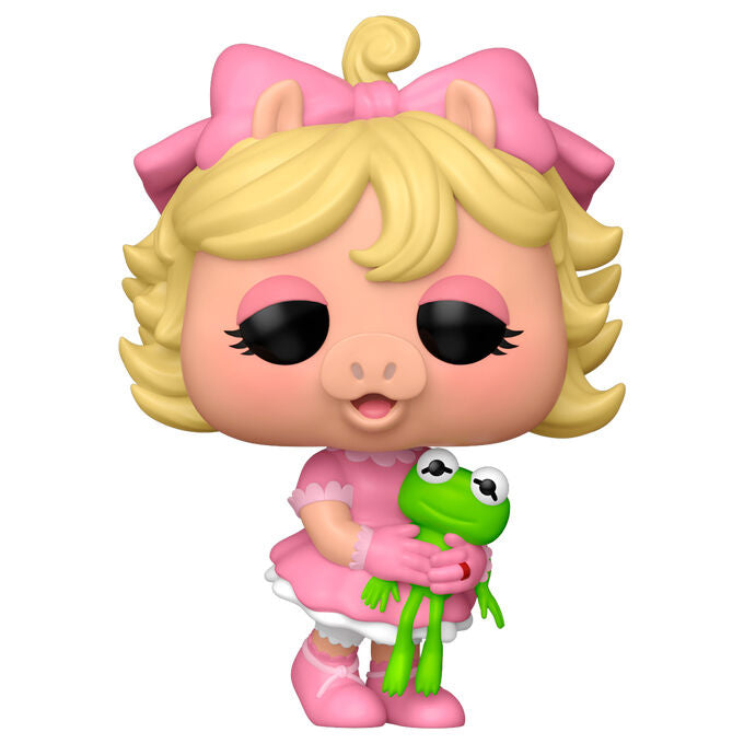 Figura Funko POP! de Baby Piggy de Muppet Babies con vestido rosa y una rana verde