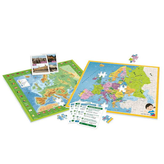Caja del puzzle educativo Clementoni Descubriendo Europa con mapas físico y político - 2