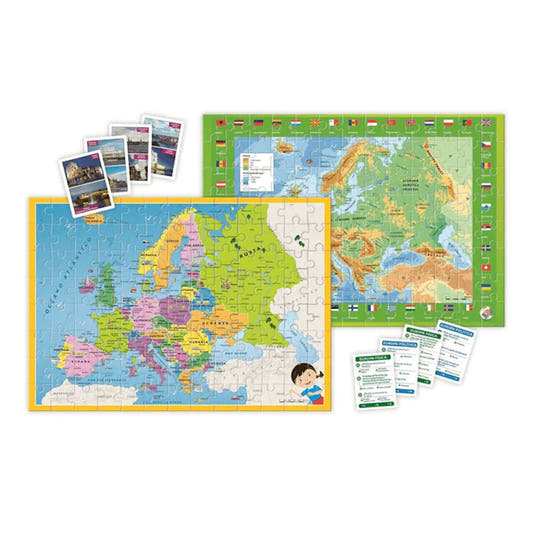 Caja del puzzle educativo Clementoni Descubriendo Europa con mapas físico y político - 3