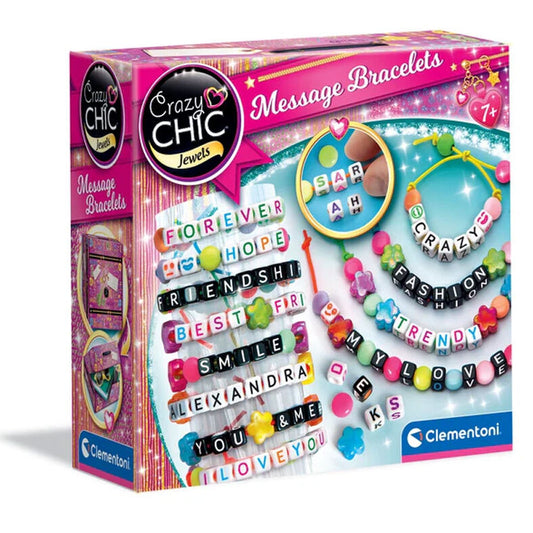 Set Clementoni Crazy Chic para crear pulseras con letras y mensajes