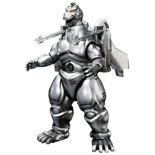 Figura plateada de Mecha-King Godzilla con cañones en los brazos