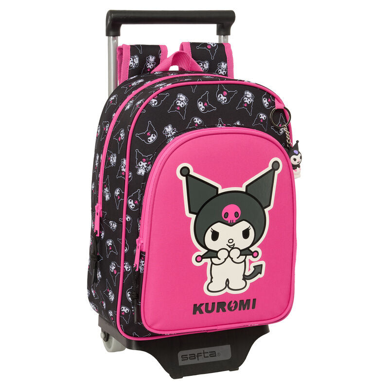 Trolley SAFTA Kuromi negro y rosa con mochila extraíble