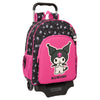 Trolley mochila Kuromi de SAFTA en negro y rosa con ruedas