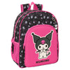 Mochila Kuromi Hello Kitty negra y rosa adaptable a carro