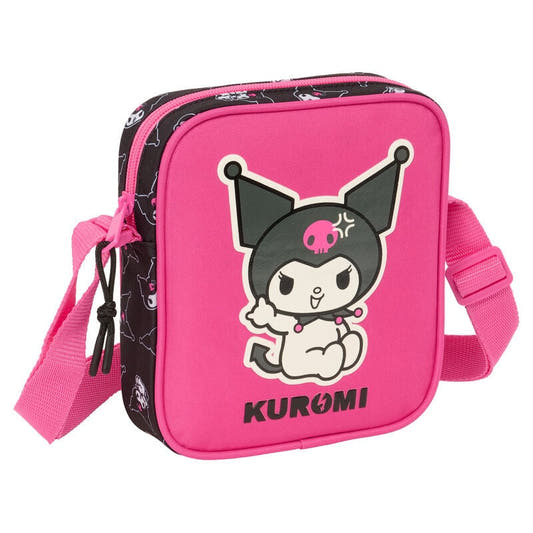 Bolso bandolera rosa de Kuromi Hello Kitty con correa ajustable