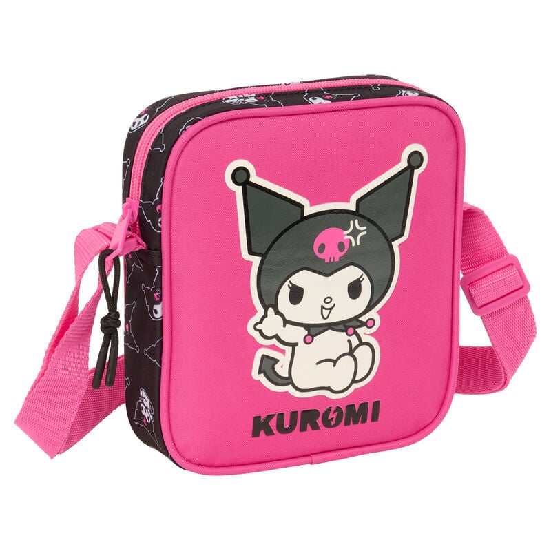 Bolso bandolera rosa de Kuromi Hello Kitty con correa ajustable