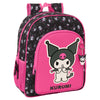 Mochila escolar Kuromi Hello Kitty rosa y negra de 38 cm