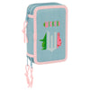 Plumier triple Wicked azul y rosa con 37 piezas