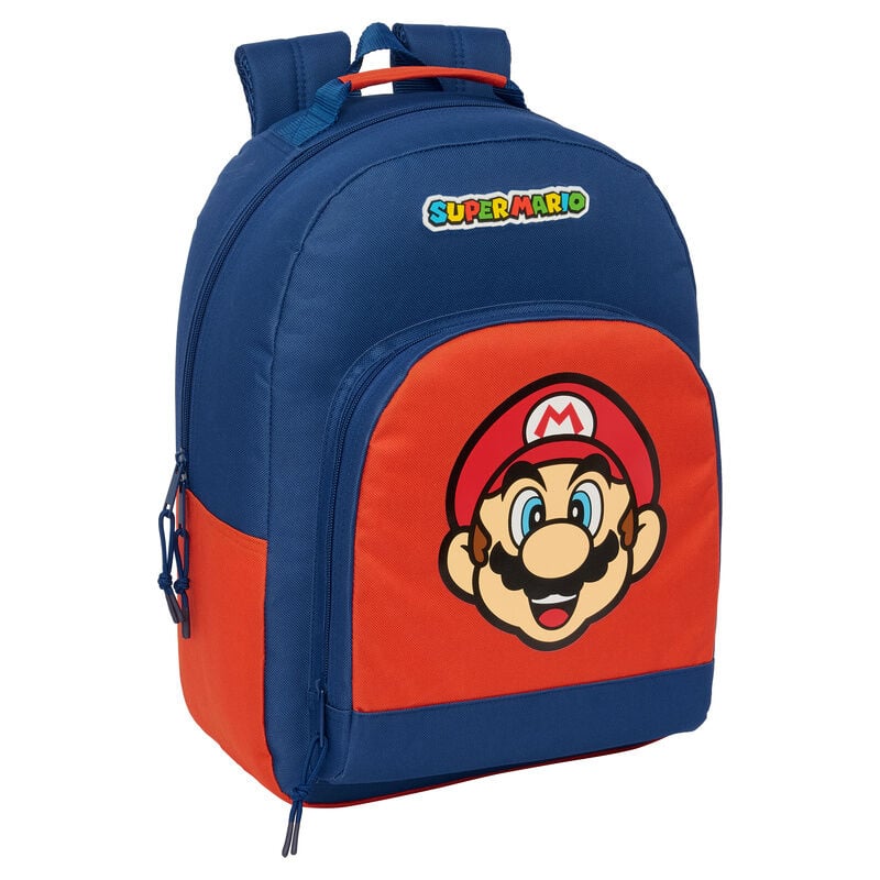 Mochila azul y roja de Super Mario Bros con imagen de Mario