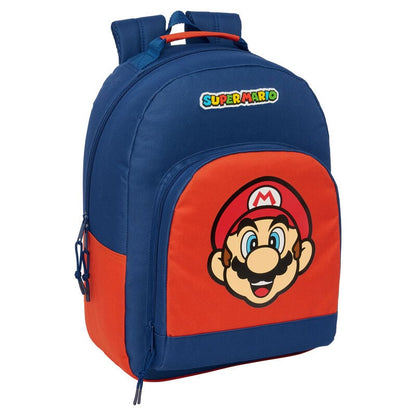 Mochila azul y roja de Super Mario Bros con imagen de Mario