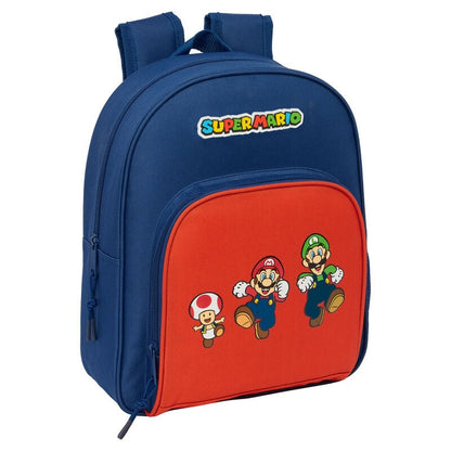Mochila azul y roja de Super Mario Bros con Mario, Luigi y Toad