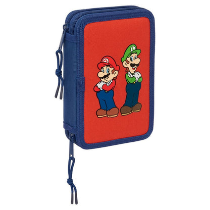 Plumier doble SAFTA de Super Mario Bros con Mario y Luigi
