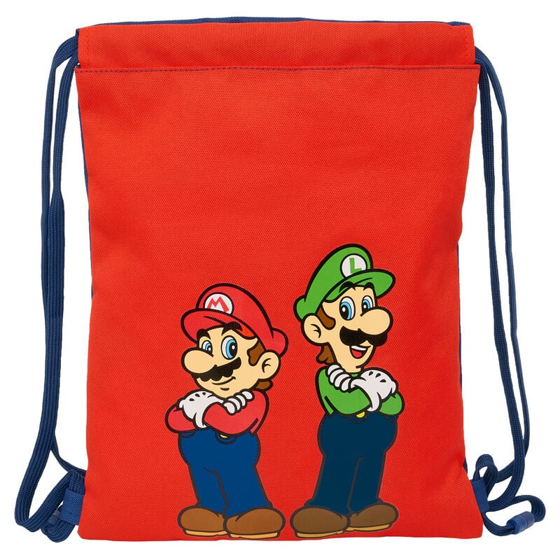 Saco rojo Super Mario Bros con Mario y Luigi