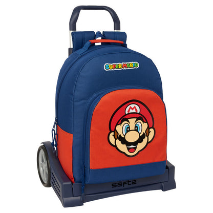 Trolley mochila SAFTA Super Mario Bros azul y rojo con Mario