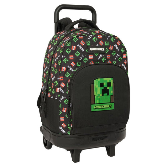 Trolley mochila Minecraft SAFTA negro con Creeper y carro extraíble