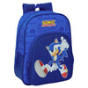 Mochila azul de Sonic the Hedgehog con bolsillo frontal
