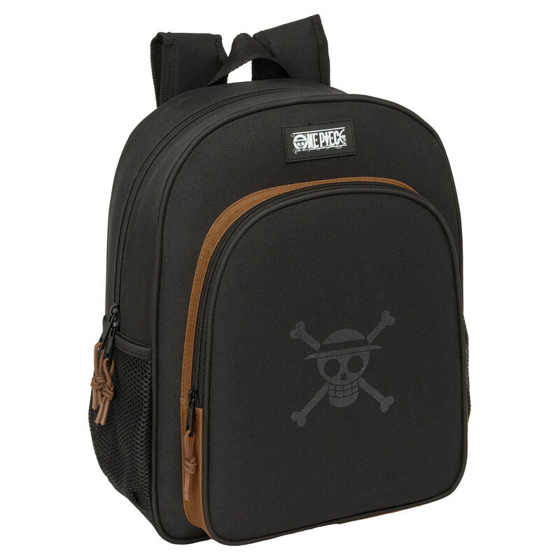 Mochila negra One Piece de 38 cm con bolsillo frontal