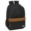 Mochila negra One Piece de 46 cm con detalles marrones