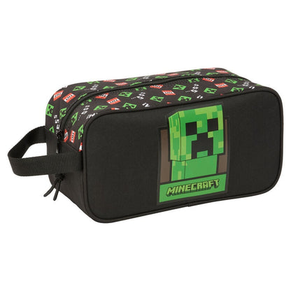 Zapatillero Minecraft SAFTA negro con Creeper y asa lateral